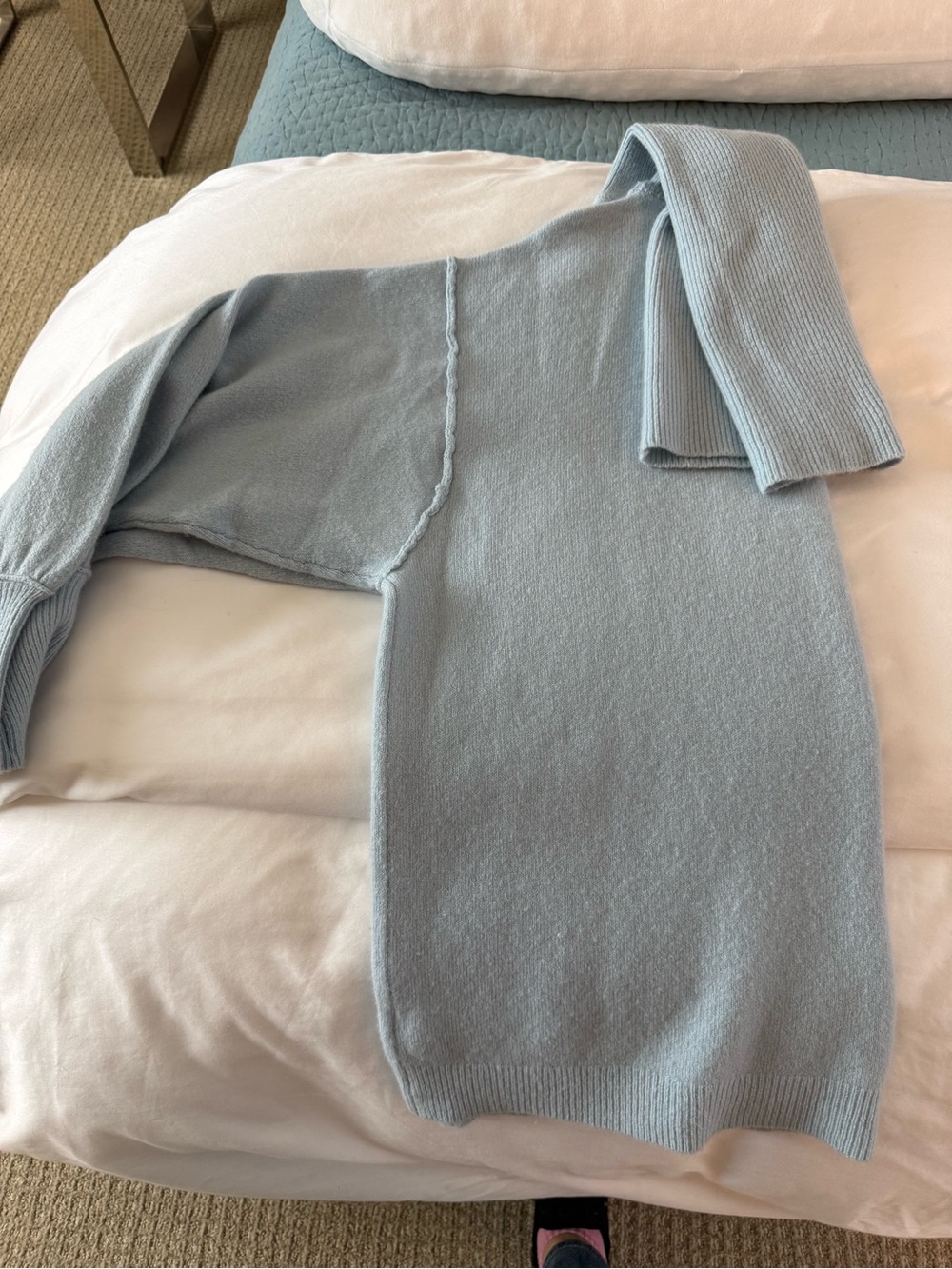Free People Powder Blue Scoop Neck Cashmere-Blend Sweater